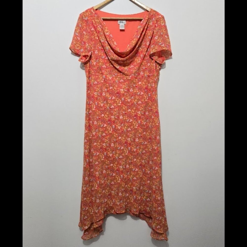 J.B.S. Orange Floral Asymmetrical Dress
